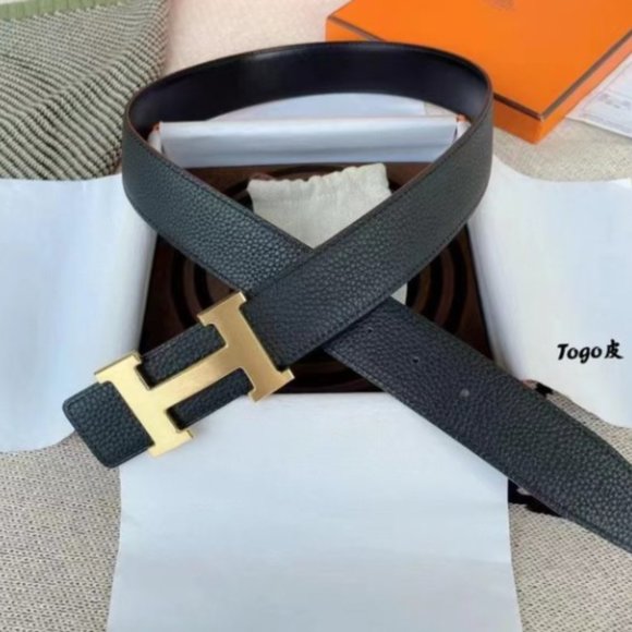 H Logo Orange Black Belt Gold Buckle 105cm main image 4